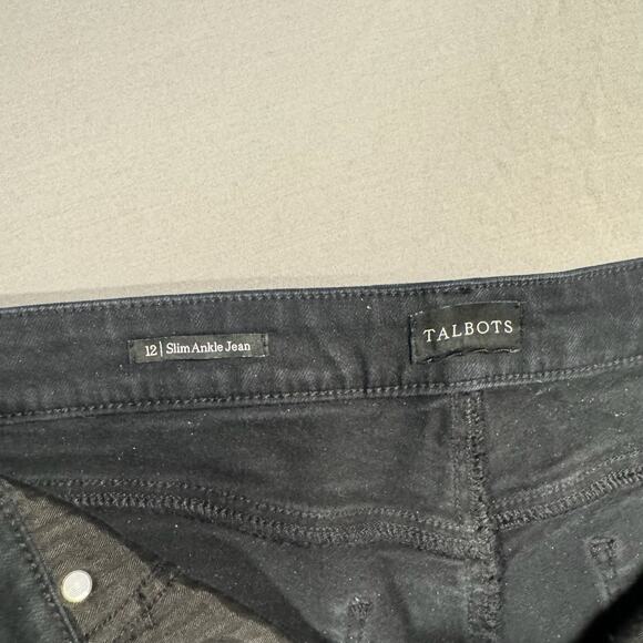 Talbots Women's Classic High Waist Slim Straight Ankle Jeans Black Raven Wash 12 - Picture 8 of 9